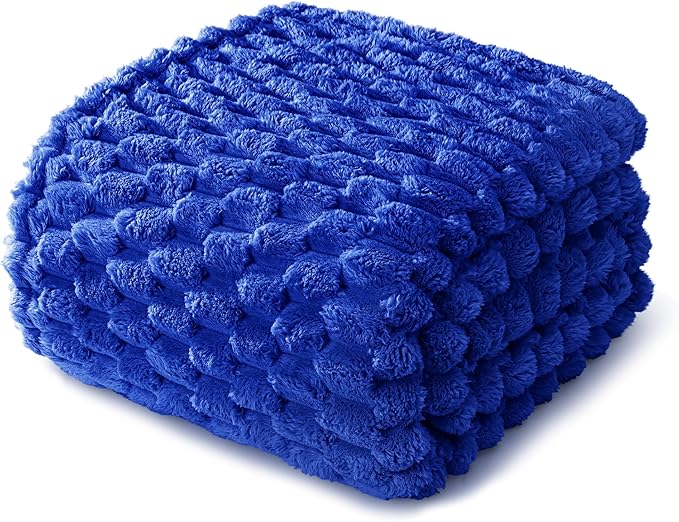 Whale Flotilla Throw Blanket for Couch with Jacquard Pattern, Fuzzy Soft Cozy Exquisite Blankets for All Season, Warm and Fluffy, 50x60 Inch, Blue