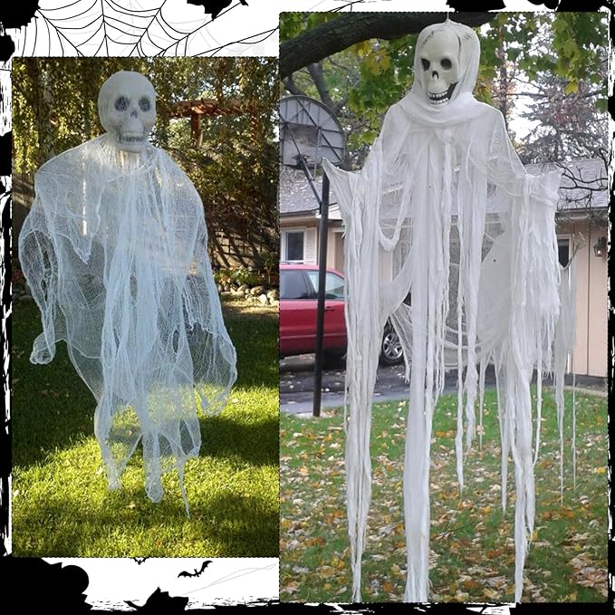 ZYP 410 x 80 Halloween Creepy Cloth White Spooky Fabric Gauze Spooky Giant Cheese Cloth for Halloween Party Supplies Decorations