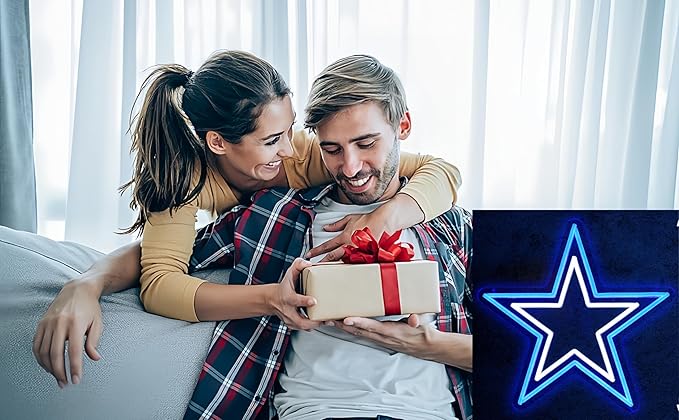 Football Team Neon Sign, Cool Light Up Dimmable Dallas Logo Hanging Led Neon Sign for Wall Decor, Party, Bar, Man Cave, Garage, Game Room Deco, Birthday Gift for Football Fans (B-Cowboy)