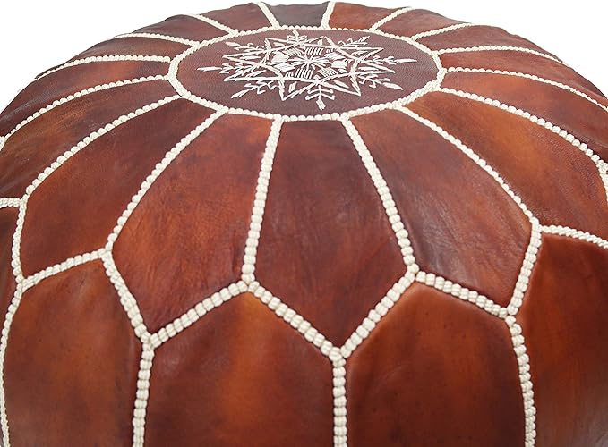 MARRAKESH STYLE Amazing & Beautiful, Original poufs Moroccan Leather Pouf, Natural Leather poufs, Home Gifts, Wedding Gifts, Unstuffed (Dark Brown)