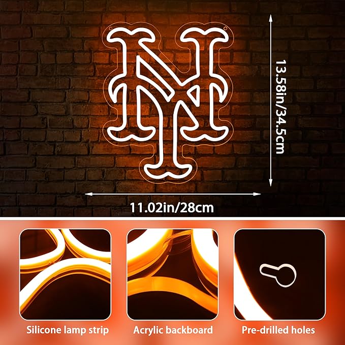 Baseball Neon Sign for Wall Decor Baseball Sport Team LED Neon Light for Man Cave Dormitory Bar Club Birthday Gifts for Sport Fans USB Powered(ZKXD314)
