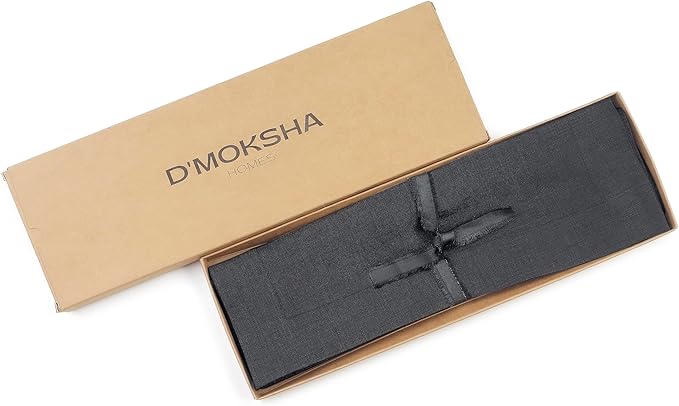 D'Moksha Homes Linen Charcoal Grey Placemats Set of 4-100% Pure Linen Placemats 14 x 19 Inch for Summer - Handcrafted and Machine Washable