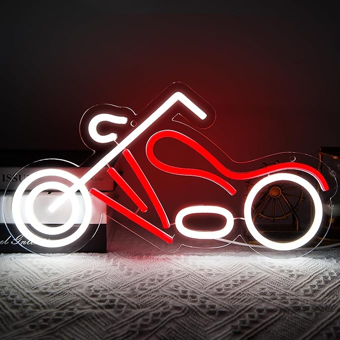 Motorcycle Neon Sign for Man Cave Motor LED Light up Sign for Wall or Garage Decor Neon light for Auto Room Repair Shop Workshop Birthday Gift,Size16.1 * 8.6inch(ZYLD076)
