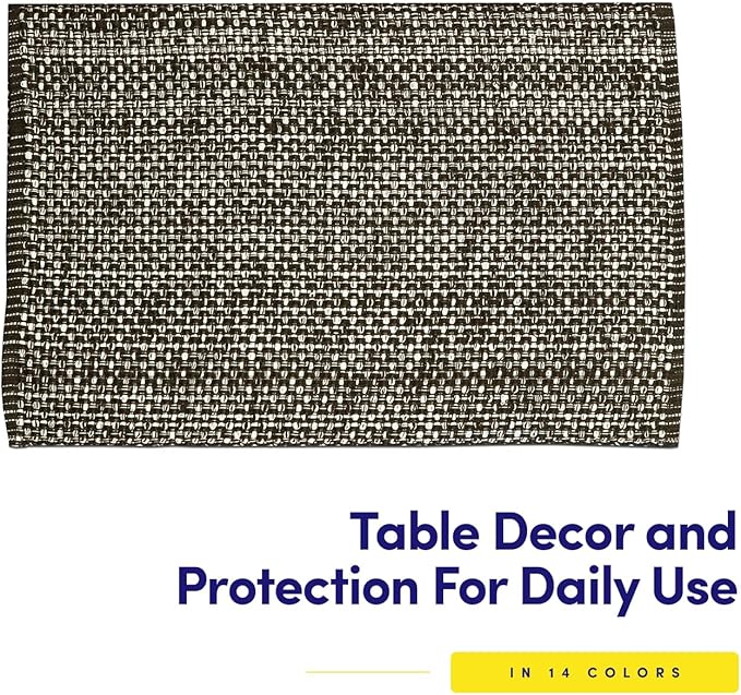 Sweet Home Collection 100% Cotton Placemats for Dining Room Rectangle Two Tone Woven Fabric 13" x 19" Soft Durable Table Mat Set, Set of 4, Chocolate