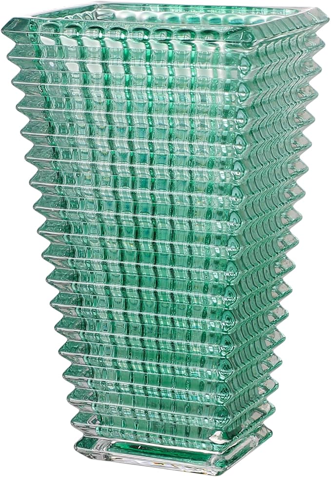 MCMCNCUIU Crystal Vase, Large Crystal Vases for Flowers, Large Flower Vase, Modern Green Vases for Living Room, Bedroom, Kitchen, Dining Table, Mantle, Wedding, 11 Inches