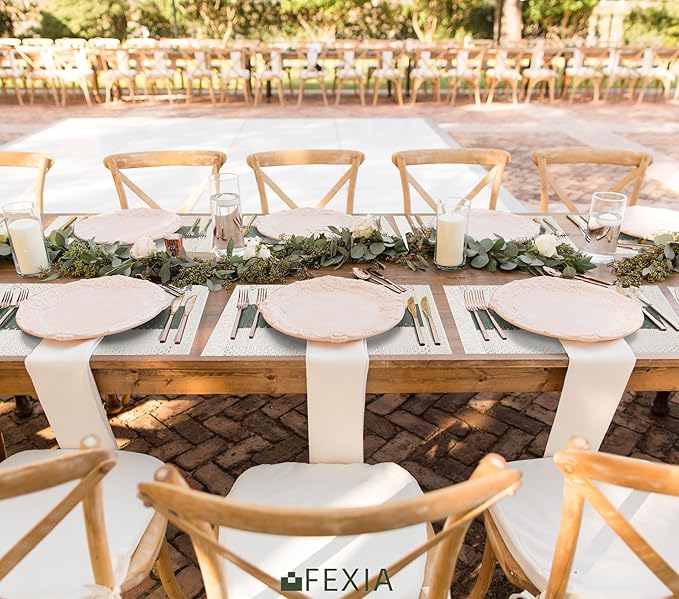 FEXIA Sage Green Boho Placemats Set of 4, Macrame Table Decor and Farmhouse Style Placemats Natural Cotton Burlap, for Dining Table
