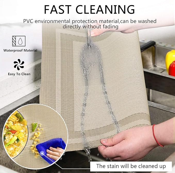 Placemats with Table Runner Set Place Mats, Woven Crossweave Vinyl Kitchen Tablemat, Washable PVC Vinyl Table Mats for Dining Table, Parties, Farmhouse, Thanksgiving, Christmas & Gathering (Gold)