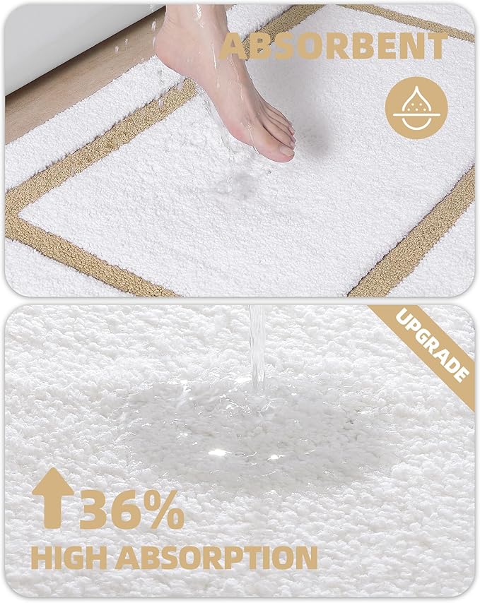Color&Geometry Bathroom Rugs, Water Absorbent and Quick Dry Microfiber Bath Rugs-24"x36", Non-Slip, Machine Washable, Extra Soft Plush Bath Mats for Bathroom, Laundry Room, Shower and Tub