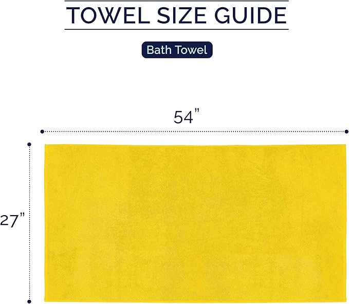 Elegant Comfort Premium Turkish Cotton 2 Pack Bath Towel Set - 27 x 54 inch, Luxurious Hotel Spa Quality 100% Turkish Cotton 2PC Bath Towel Set - Highly Absorbent - Soft Bathroom Towels, Yellow