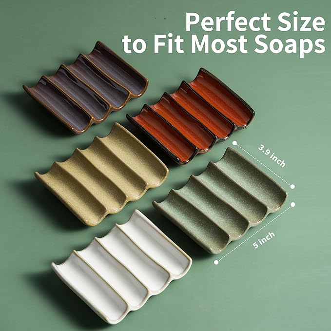 Soap Dish Bar Sponge Soap Holder for Shower, Self Draining Water Soap Saver Keeper for Bathroom and Kitchen, Yellow