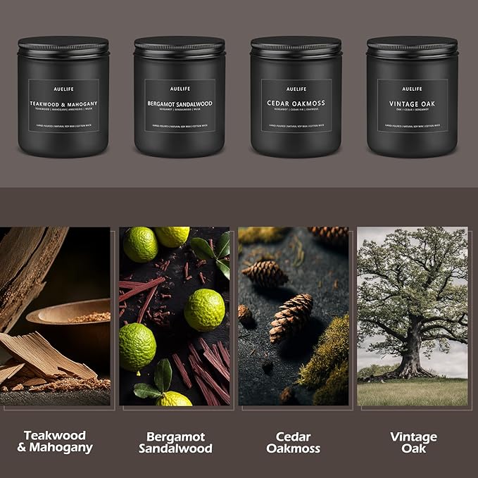 Scented Candles Set for Men - 8 Pack Soy Jar Candle Gift for Fathers Day, Aromatherapy Candle Gifts for Dad & Boyfriend, Masculine Fragrance Candle Scented for Home