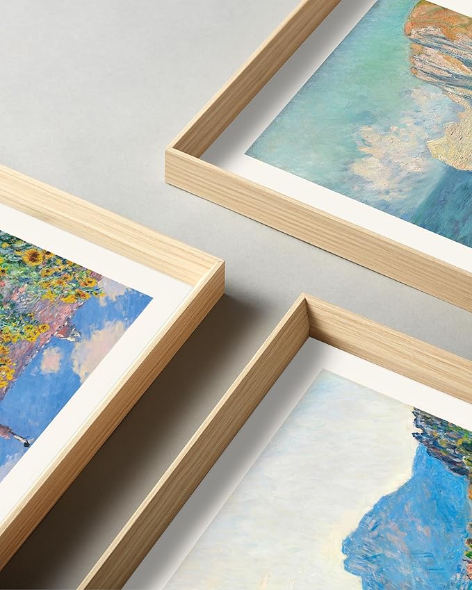 HesenDot Framed Claude Monet Wall Art 3 Piece,12x16in High Framed Design Canvas Prints Wall Decor,Vintage Impressionism Landscape Artwork Poster Home Decoration for Living Room Bedroom Gallery Office