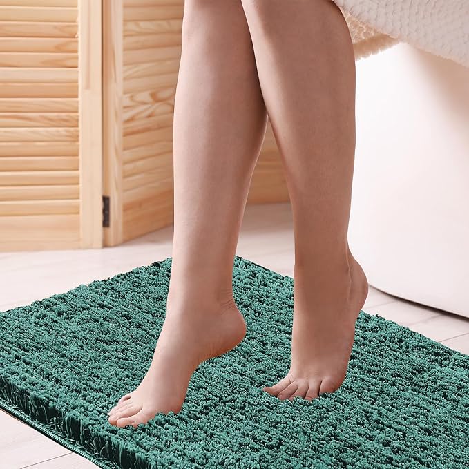 CozeCube Green Bath mats 36" x 24", Non Slip Shaggy Bathroom Rug, Ultra Soft Machine Washable Plush Pile Rugs, Fluffy Microfiber for Bedroom