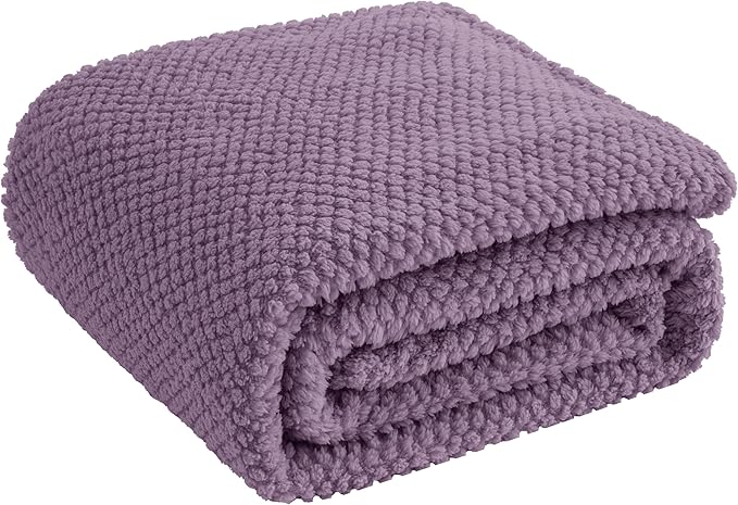 Purple 300GSM Fleece Throw Blanket for Couch Sofa Bed, 50x70 Soft Cozy Flannel Blankets, Lightweight Fuzzy Fluffy Throws for Women