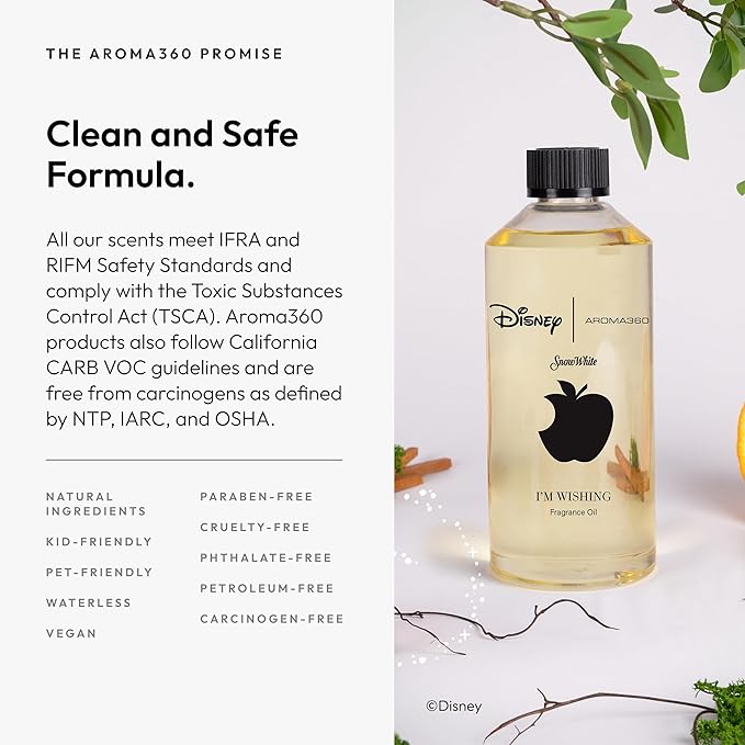 Aroma360 | Disney | I m Wishing Fragrance Oil Blend | Princess Snow White | Luxury Essential Oil Diffuser | Aromatherapy Scent Diffuser Oil | Orange, Aldehydes & Jasmine 16.9 fl oz, 500mL