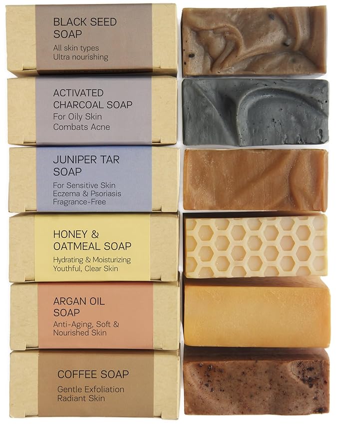 AUTHENTIC BATH & SOAP - Gift Set Bar Soap for Men - Natural, Organic, Moisturizing, handmade soap, Gentle Cleansing Castile mens soap, Oil Control, Cruelty Free, SLS Free. (Pack of 6) 4.2 Oz Each