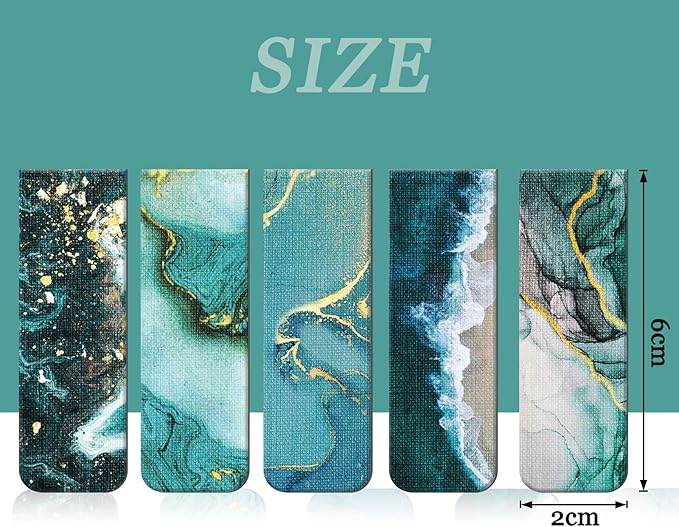 Zonon 10 Pieces Magnetic Bookmarks Magnet Page Markers Assorted Book Markers Durable Magnetic Page Clip for Students Teachers Reading, Multi Ocean Patterns