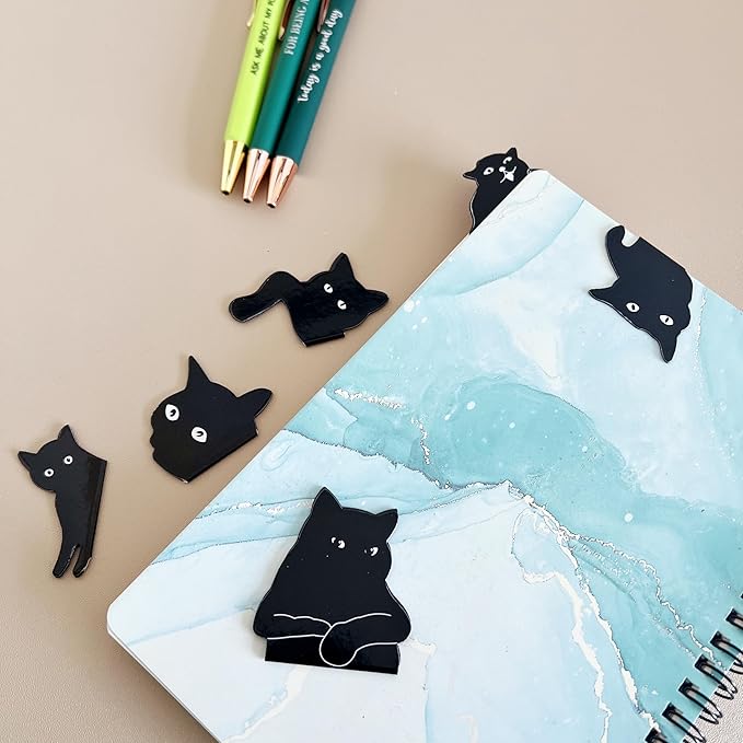 Cute Cat Magnetic Bookmarks - 6 Pieces Assorted Book Markers Clip Set for Women Teachers Students Book Lovers Reading, for School Office Home Supplies, Funny Cat Magnet Page Markers