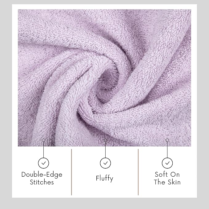 TEXTILOM Bath Towel Set – Hotel and Spa Quality & Soft & Absorbent & Quick Dry Bath Towels for Bathroom – 100% Turkish Cotton Bathroom Towels Set of 4 (27 x 54 inches)- Lilac
