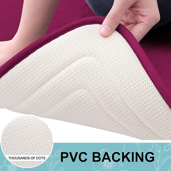 Grandaily Memory Foam Bath Mat Rug 36x24, Ultra Soft, Non-Slip and Absorbent Bathroom Rugs, Machine Wash Dry, Comfortable Bath Carpet for Bathroom Floor, Tub and Shower, Burgundy