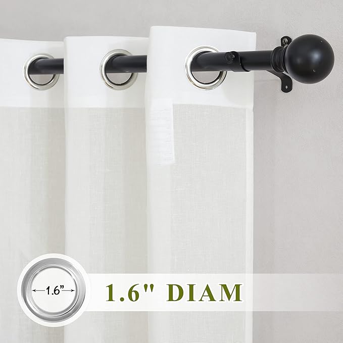 NICETOWN Living Room Ivory Curtains 84 inch Long, Grommet Linen Blend Semi-Sheer Window Drapes Privacy with Light Filtering for Bedroom/Cottage, W36 x L84, Ivory, 1 Pair