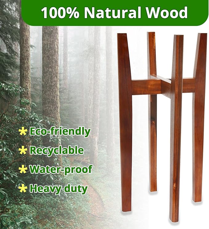24" Tall Plant Stand | Tall Plant Stands Indoor, Mid Century Plant Stand | Suitable for Plant Pots & Water Dispenser Under 10" (Pot & Plant Not Included)