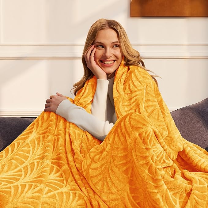 Whale Flotilla Flannel Fleece Throw Blanket for Couch, Soft Fluffy Velvet Sofa Blanket with Decorative Vintage Pattern for All Season, Warm and Lightweight, 50x60 Inch, Lemon Yellow