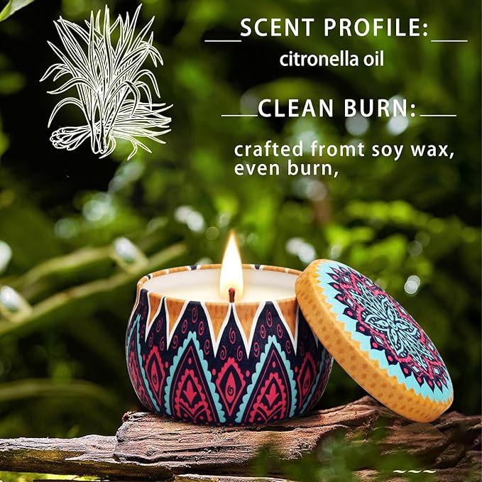 12 Pack Citronella Candles Outdoor - 52.8 Oz Soy Wax Candle Set, 360 Hour Long Lasting Scented Candles for Camping, Garden, Party
