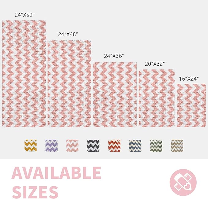 CozeCube Chenille Bathroom Rugs 59" x 24", Soft Microfiber Chevron Bath Mats for Bathroom, Non Slip Shaggy Bath Rugs Machine-Washable, Plush Absorbent Shower Mat, Blossom Pink