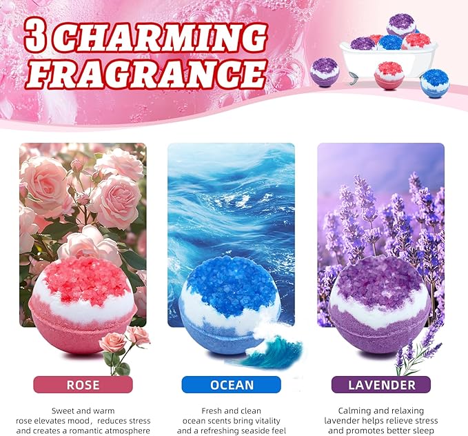 Birthday Gifts for Child 4-12 Years Old, 15-Pack Bath Bombs Gift, Handmade Natural Bathbombs with Dead Sea Salt Essential Oils, Spa Relaxation Birthday Gifts