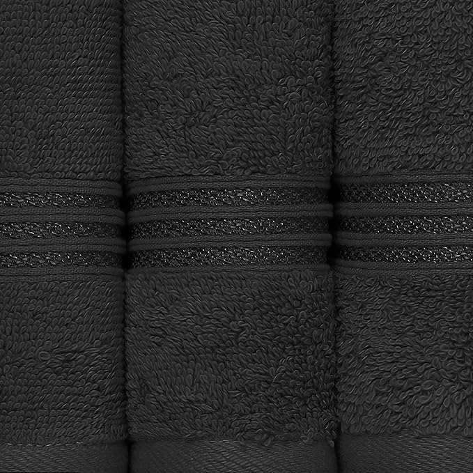 Superior Egyptian Cotton 4-Piece Bath Towel Set for Shower, Bath, Spa, Resort, Hotel, Soft Body Towels, Airbnb Essentials, Apartment, Dorm, Quick Dry, Absorbent, Bathroom Basics, Black