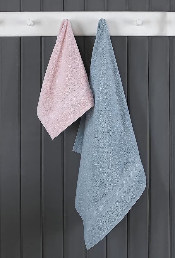 REGAL RUBY 4 Pack Blue Bath Towels Quick-Dry High Absorbent 100% Turkish Cotton Towel for Bathroom, Guests, Pool, Gym, Camp, Travel, College Dorm, Shower