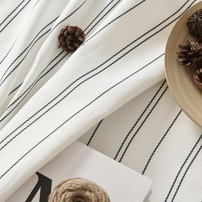 jinchan Black and White Striped Curtains 84 Inch Long for Living Room Bedroom Pinstripe Curtains Privacy Light Filtering Rod Pocket Modern Window Drapes Set of 2 Panels