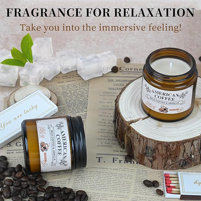 Americano Coffee Scented Soy Wax Candle – 100% Natural Soy Wax, Recyclable Glass Jar & Metal Lid – Long-Lasting Fragrance Candles for Home, Relaxation, Gift (4oz, 20hr Burn Time)