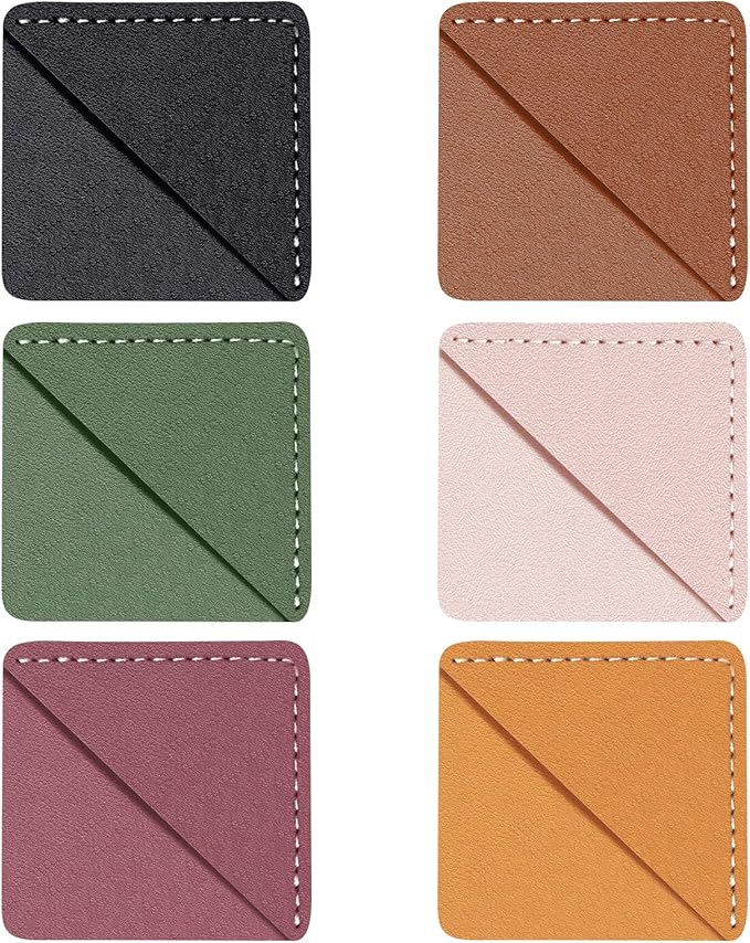 Leather Corner Bookmark, Wayzton 6 Pcs Square Page Book Marks for Women, Kids, Book Accessories for Reading Lover, Cute Handmade Book Reading Gift for Book Lovers