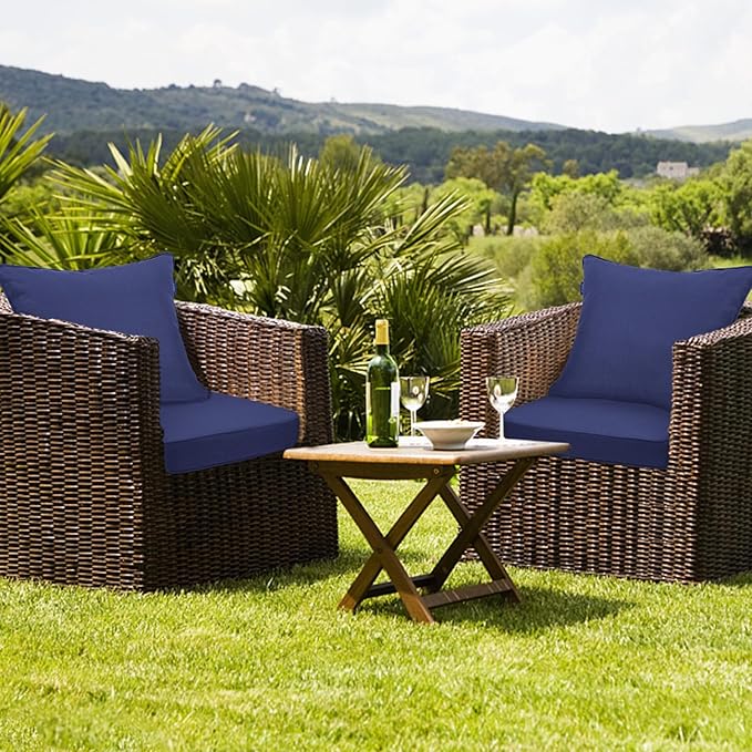 Deep Seat Cushions, Outdoor Cushions, Patio Furniture Cushions, Deep Seat & Back Cushion Patio Cushions with Rmoveable Cover for Backyard Couch Sofa Fade Resistant (19x19x3 in, Solid Dark Blue)