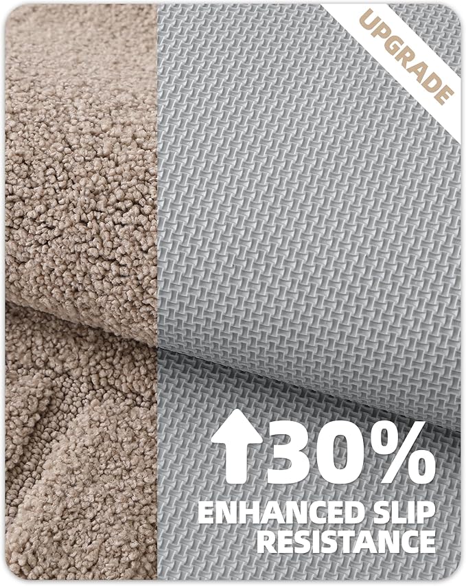 Color&Geometry Square Bath Mats for Bathroom Non Slip, 24"x24" Taupe Bathroom Rugs Absorbent, Washable Bath Rugs Shower Mat Outside Shower