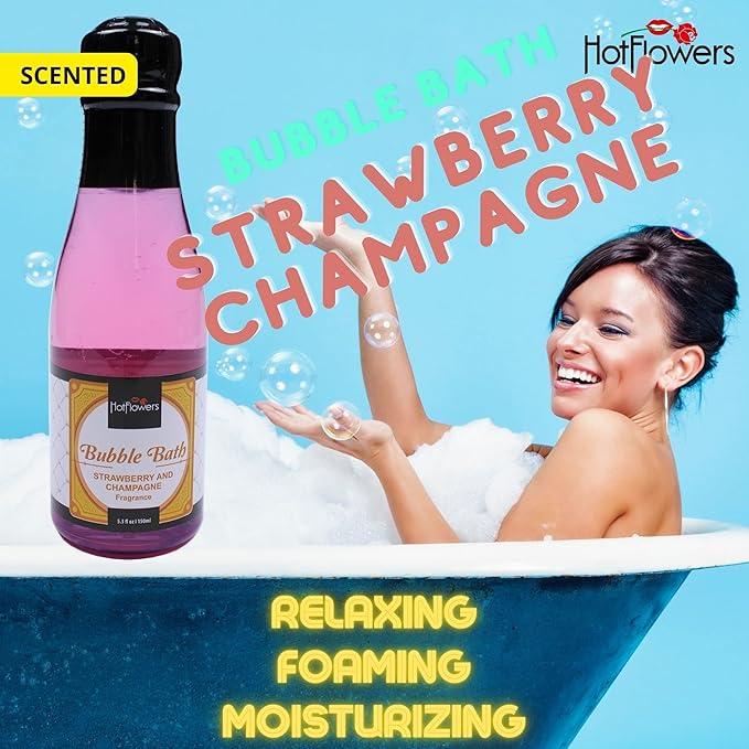 Bubble Bath Scented – Women and Men Bath Foam Products – Relaxing, Foaming, and Moisturizing Adult Soak – Special Small Champagne-Shaped Pet Bottle