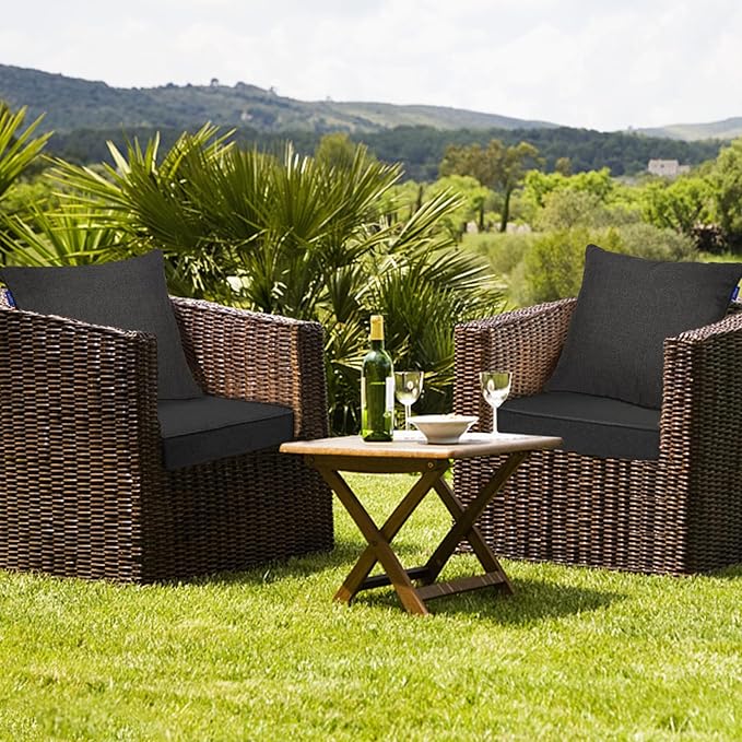 Deep Seat Cushions, Outdoor Cushions, Patio Furniture Cushions, Deep Seat & Back Cushion Patio Cushions with Rmoveable Cover for Backyard Couch Sofa Fade Resistant (19x19x3 in, Solid Dark Grey)