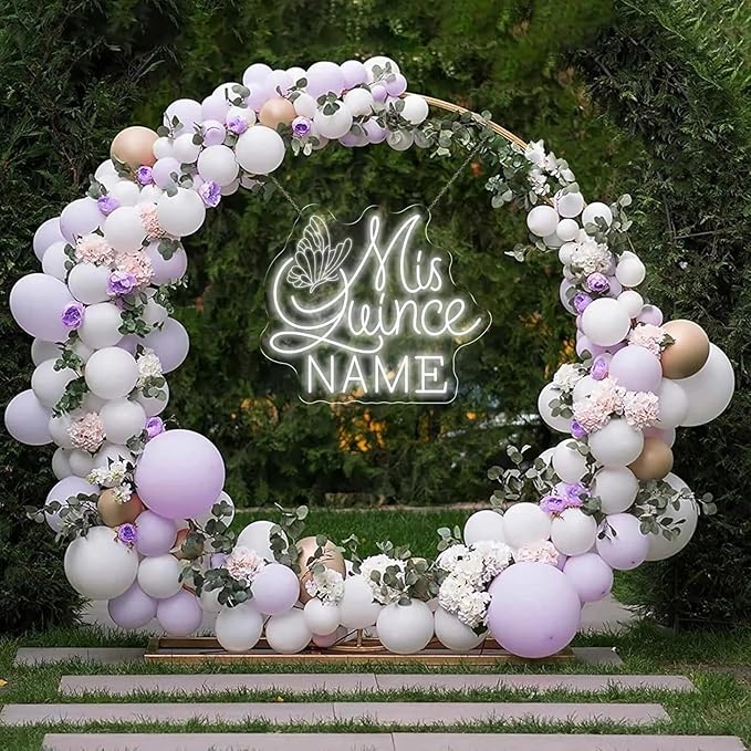 Mis Quince Name Neon Sign,Custom your name 15th Birthday Party Neon Light,Dimmable LED Mis Quince Party Decor,Sweet 15 Quince Party Sign,Gifts for Her and Lover