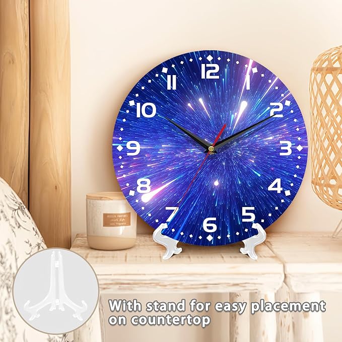 Galaxy Vintage Wooden Silent Non-Ticking Battery Operated Arabic Numerals Wall Clock - Decorative for Kitchen, Office, Classroom - 10 Inch