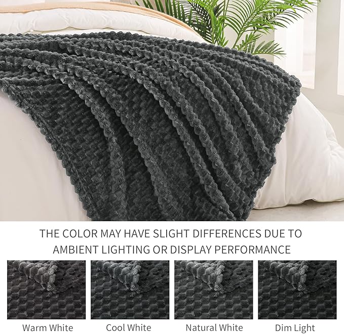 Exclusivo Mezcla Queen Size Soft Fleece Blanket, 90x90 Inches Stylish Jacquard Velvet Blanket for Bed, Fuzzy Cozy Lightweight for All Season, Grey
