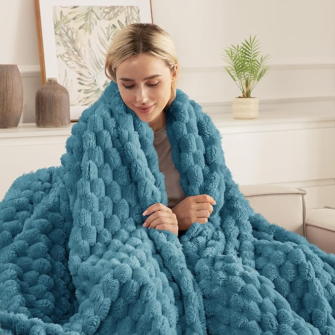 Whale Flotilla Throw Blanket for Couch with Jacquard Pattern, Fuzzy Soft Cozy Exquisite Blankets for All Season, Warm and Fluffy, 50x60 Inch, Slate Blue