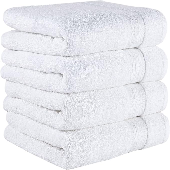REGAL RUBY Quick-Dry 4 Pieces White Hand Towel -Bath Linen Set - Highly Absorbent 100% Turkish Cotton -Hand Towel for Bathroom Guests Pool Gym Camp Travel College Dorm Shower