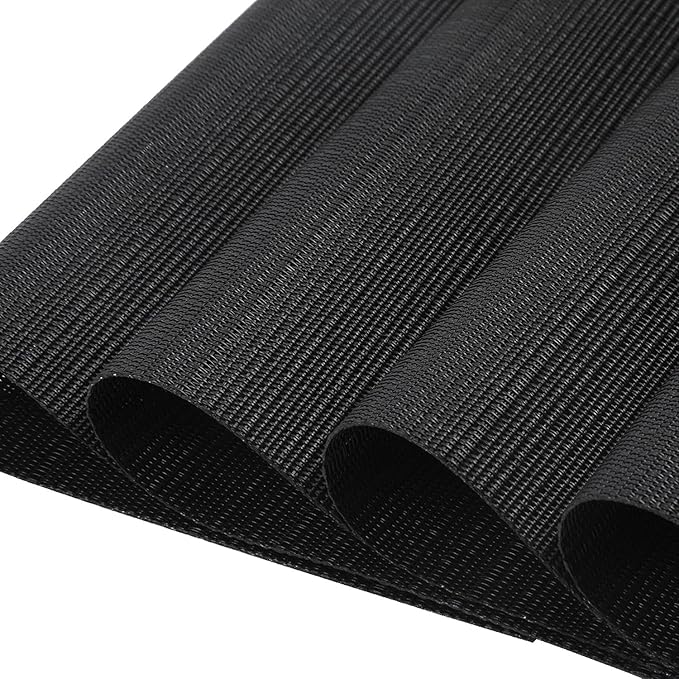 SHACOS Wedge Placemats Set of 8 Woven Vinyl Placemats for Small Round Table Place Mats Wipe Clean Non Slip Table Mats, Black