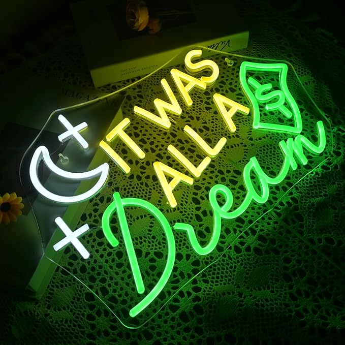 It Was All a Dream Neon Sign Wall Decor Neon Light Bedroom Wall Decor Suitable for Classroom Book Party Library Decoration Reading Room Bookish Decor Gift