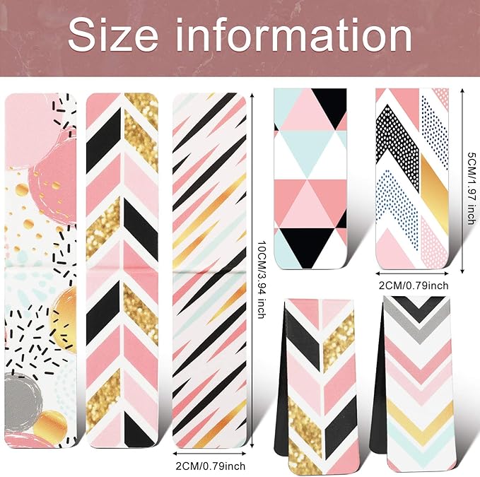 Zonon 24 Pieces Magnetic Bookmarks for Women Geometric Magnet Page Markers Page Clips Assorted Book Markers Set for Book Lovers Reading Gifts Supplies