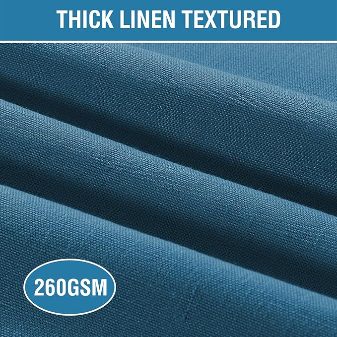 H.VERSAILTEX Linen Placemats Set of 6 Premium Solid Table Mats for Dining Table Spill-Proof Waterproof Heat-Resistant Kitchen Mats Washable, 12x18 inches, Ink Blue