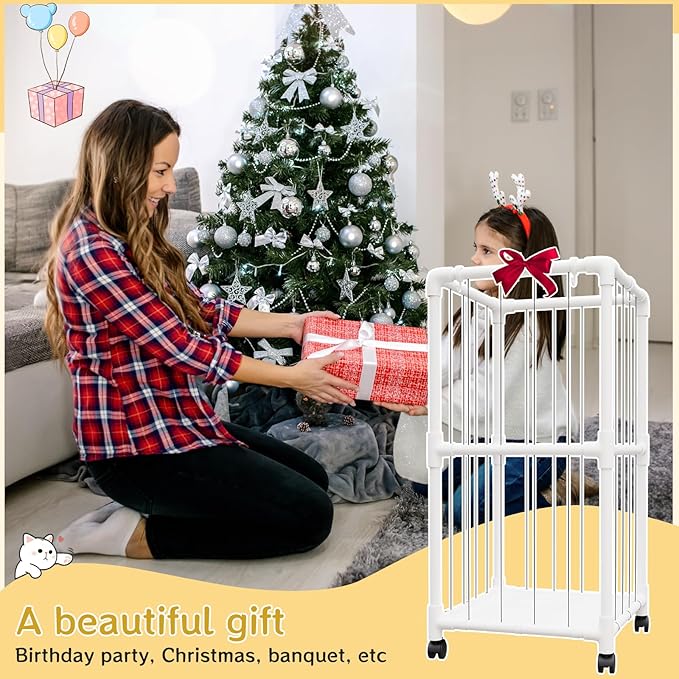 Extra Large Stuffed Animal Zoo Cage with Wheel, Stuffed Animal Storage Shelves Display, Plush Animal Storage Holder for Stuffed Animals, Playroom, Bedroom, Nursery, Kids Toy Storage Organizer