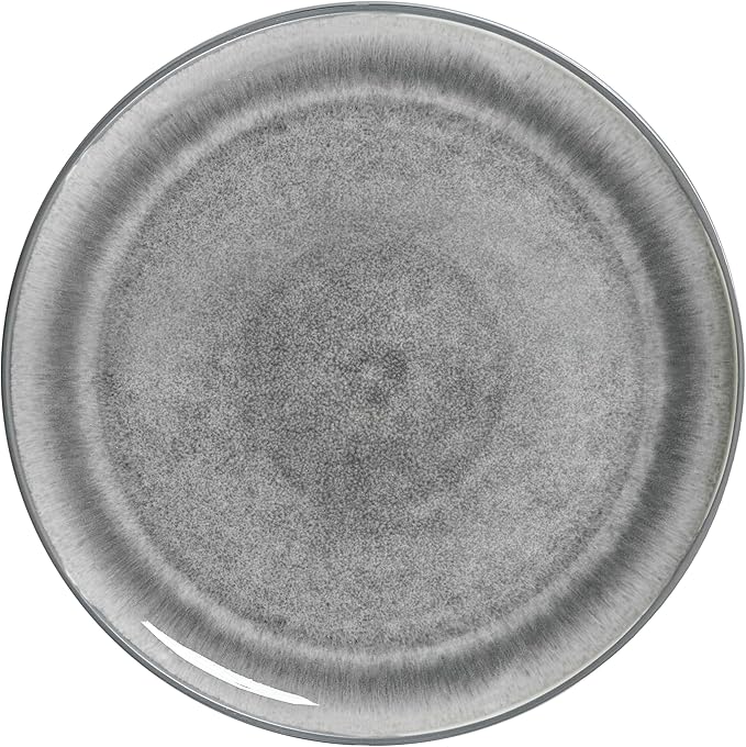 Sango Asher 12-Piece Stoneware Dinnerware Set – Service for 4, Modern Gray with Reactive Glaze, Perfect for Everyday Dining & Entertainment, Microwave & Dishwasher Safe